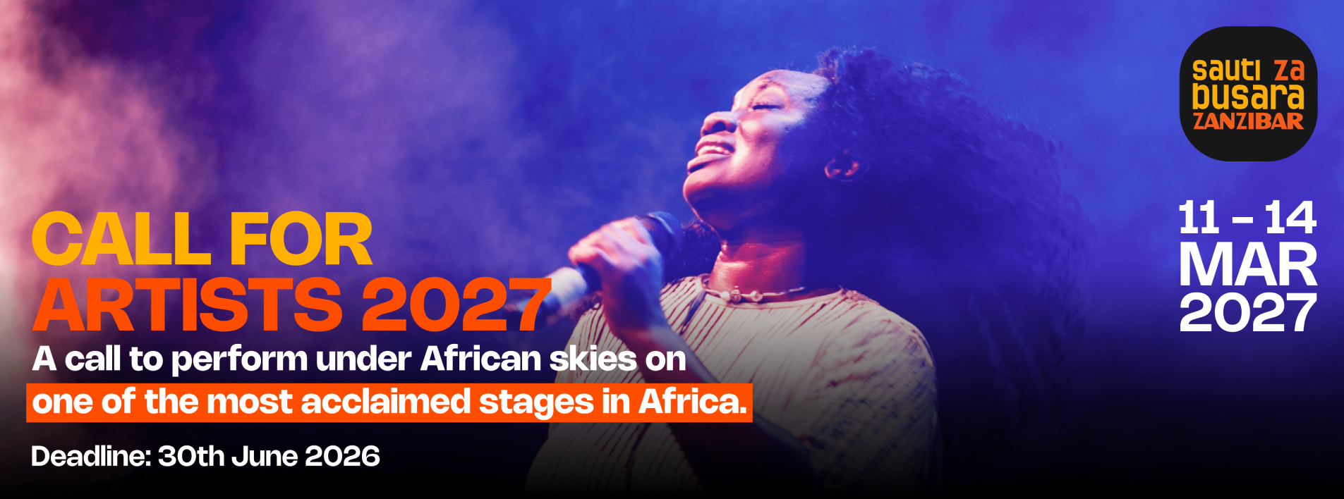 Sauti za Busara 2027 Call for Artists Banner